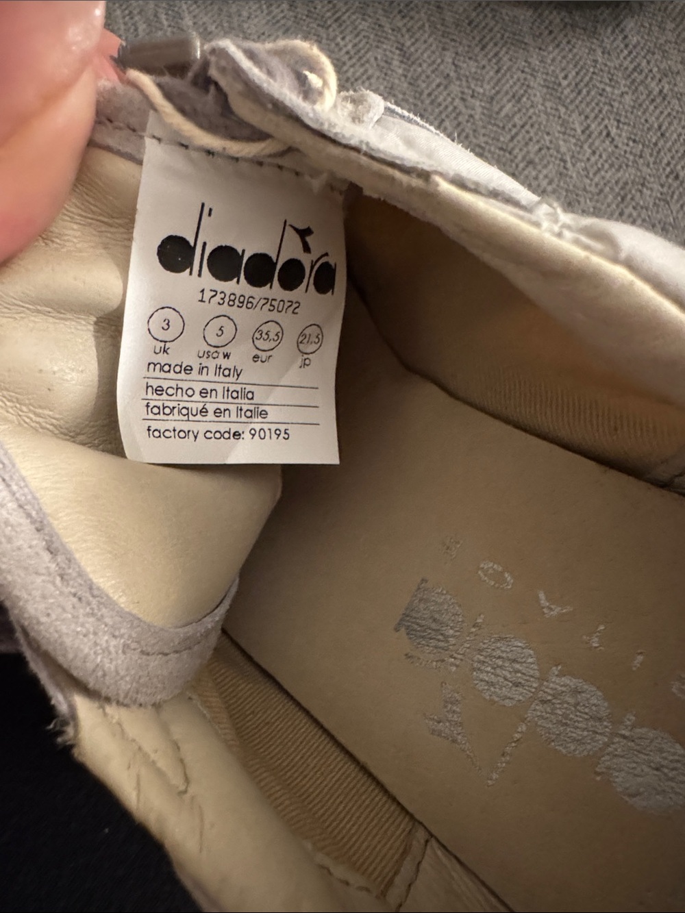 Diadora Women's Light Gray Suede Sneaker with Glitter Logo View 4